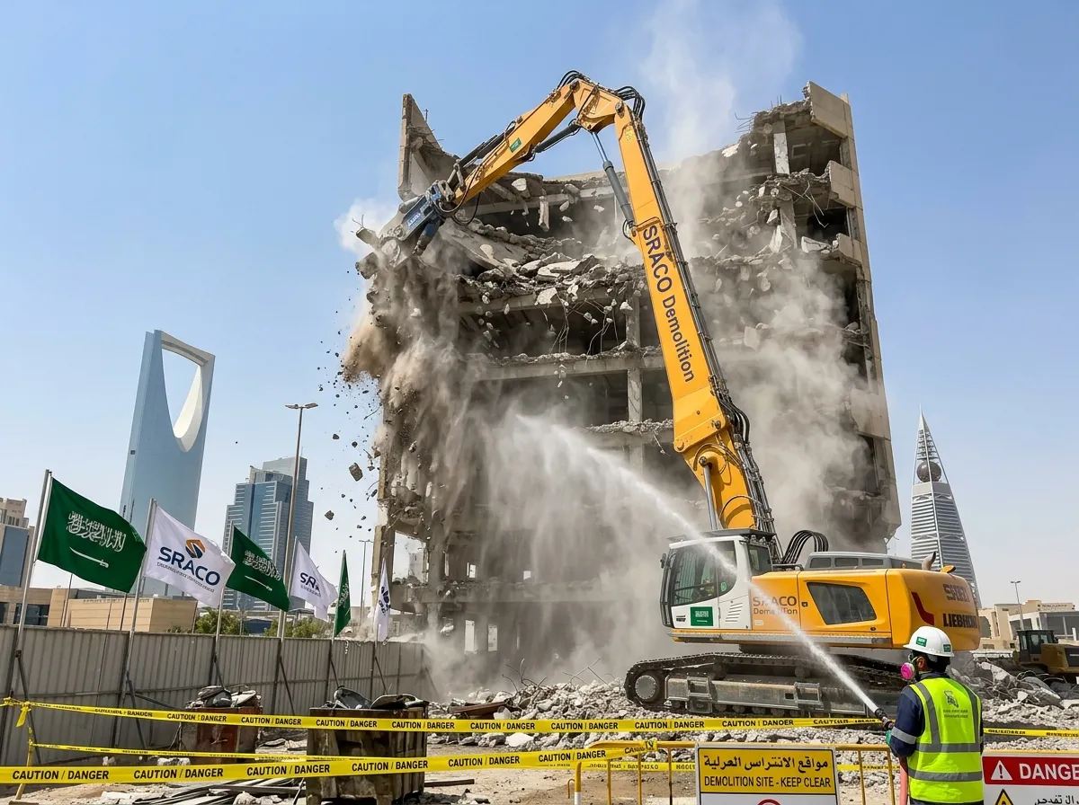 أعمال هدم علوي برافعة هيدروليكية